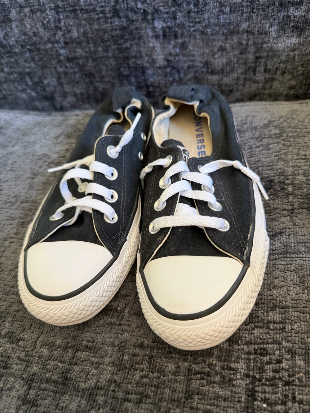 Converse Shoreline Slip On Sneakers Black White Size 8